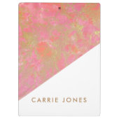 ピンク大理石かわいらし金ゴールドエレガント業 クリップボード (裏面)