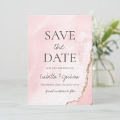 ピンク大理石とローズゴールドのグリッターSave the Date (スタンド正面)