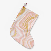 ピンク大理石と金ゴールドテクスチャ スモールクリスマスストッキング (正面 (吊り時))