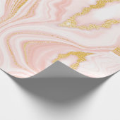 ピンク大理石と金ゴールドテクスチャ ラッピングペーパー (角)