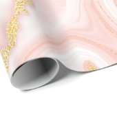 ピンク大理石と金ゴールドテクスチャ ラッピングペーパー (ロールコーナー)