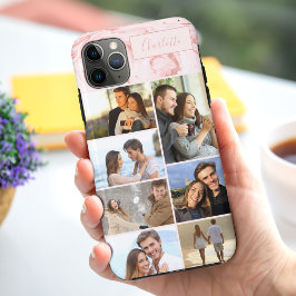 ピンク大理石のカスタム7枚フォトコラージュ iPhone 11 PRO MAXケース