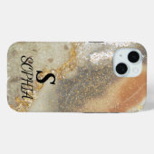 ピンク大理石のシャレたゴールドラメ モノグラム Case-Mate iPhoneケース (裏面 (横))