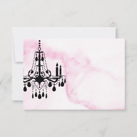 ピンク大理石のシャンデリアRSVP 出欠カード (裏面)