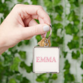 ピンク大理石の名入れEMMA キーホルダー (手)