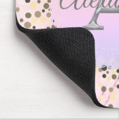 ピンク大理石の斑点モノグラム マウスパッド (コーナー)