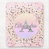 ピンク大理石の斑点モノグラム マウスパッド (正面)