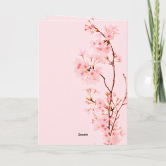ピンク大理石の花 フラットノートカード サンキューカード