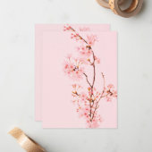 ピンク大理石の花 フラットノートカード ノートカード (正面/裏面インサイチュ)