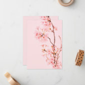 ピンク大理石の花 フラットノートカード ノートカード (正面/裏面インサイチュ)