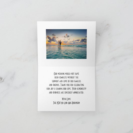 ピンク大理石アートデコデザインホテルウェディング サンキューカード (内部)