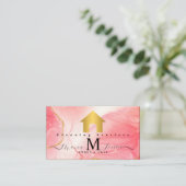 ピンク大理石ゴールデンハウスデザイン清掃サービス 名刺 (スタンド正面)