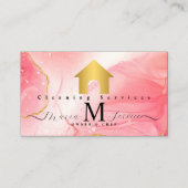 ピンク大理石ゴールデンハウスデザイン清掃サービス 名刺 (正面)