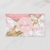 ピンク大理石ゴールドアゲートモダンエレガントダイヤモンド 名刺 (正面)