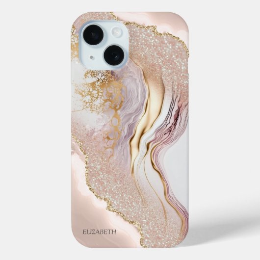 ピンク大理石ゴールドラメ Case-Mate iPhoneケース (裏面)