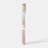 ピンク大理石ゴールドラメ iPhone 15ケース (右側面)