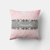 ピンク大理石ダイアモンドきらきら光る クッション (裏面)