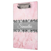 ピンク大理石ダイアモンドきらきら光る クリップボード (左)