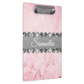 ピンク大理石ダイアモンドきらきら光る クリップボード (右)