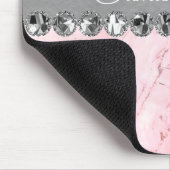 ピンク大理石ダイアモンドきらきら光る マウスパッド (コーナー)