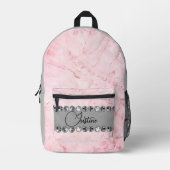 ピンク大理石ダイヤきらきら光るパーソナライズされたン プリントバックパック (正面)