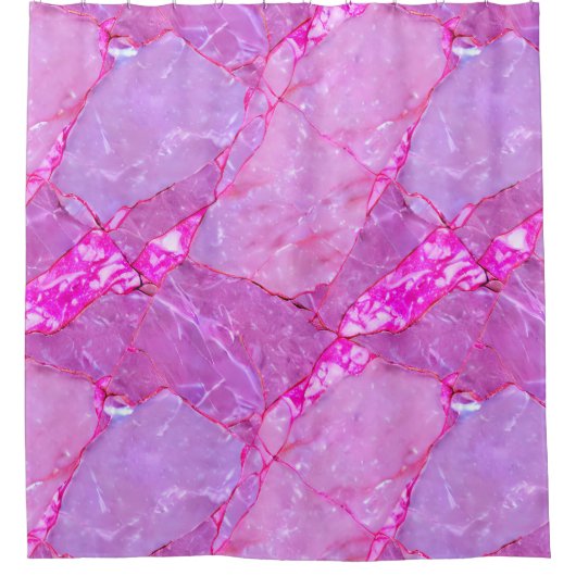 ピンク大理石テクスチャ、大理石効果 シャワーカーテン (正面)