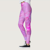 ピンク大理石テクスチャ、大理石効果 レギンス (左)