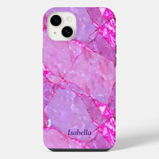 ピンク大理石テクスチャ、大理石効果 iPhoneケース (裏面)