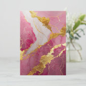 ピンク大理石パターン ゴールド 招待状 (スタンド正面)
