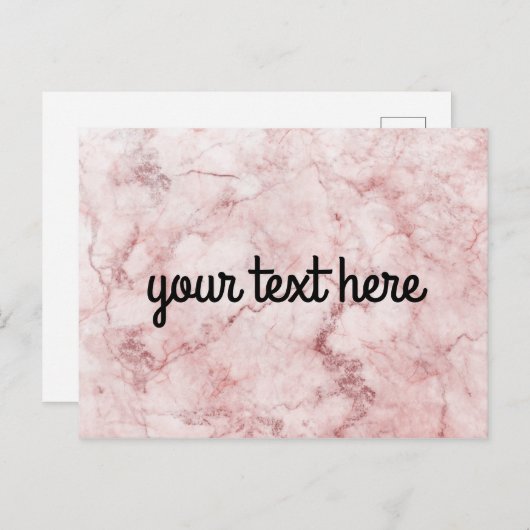 ピンク大理石パーソナライズされたはがき ポストカード (正面/裏面)