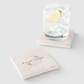 ピンク大理石ビジネスシンプルロエレガントゴ ストーンコースター (横)