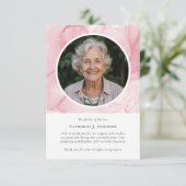 ピンク大理石フォト悔やみや弔慰メモリアル葬儀 サンキューカード (スタンド正面)