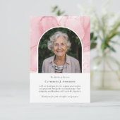 ピンク大理石フォト悔やみや弔慰葬儀記念館 サンキューカード (スタンド正面)