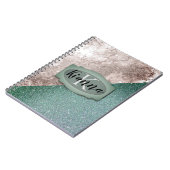 ピンク大理石ミニグリーンモノグラム ノートブック (左側)