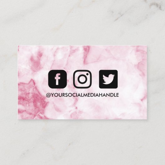 ピンク大理石メイクアップ感謝していヘアロイヤリティカード 名刺 (裏面)