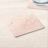 ピンク大理石モダンスタイリッシュ石 スクエアペーパーコースター (アングル)