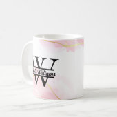 ピンク大理石モノグラム | ガーリーモダン金ゴールドグリッター コーヒーマグカップ (正面左)