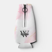 ピンク大理石モノグラム | ガーリーモダン金ゴールドグリッター ボトルクーラー (裏面)