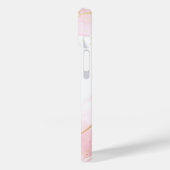 ピンク大理石モノグラム | フェミニン モダン ゴールドラメ Case-Mate iPhoneケース (裏面 / 左)