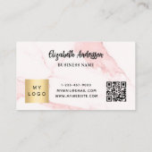 ピンク大理石ロ企業のゴqrコード ロイヤリティカード (裏面)