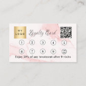 ピンク大理石ロ企業のゴqrコード ロイヤリティカード (正面)