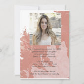 ピンク大理石写真卒業発表カード 招待状 (裏面)