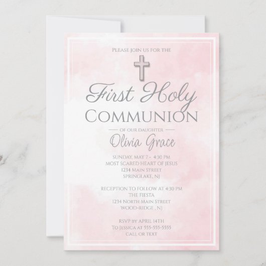 ピンク大理石初の聖餐式 招待状 (正面)