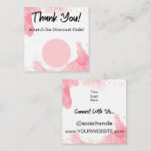 ピンク大理石割引スクラッチオフサンキューカード スクエア名刺 (正面/裏面)