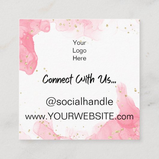 ピンク大理石割引スクラッチオフサンキューカード スクエア名刺 (裏面)