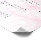 ピンク大理石幾何学的な結婚式の座席表 ポスター (角)