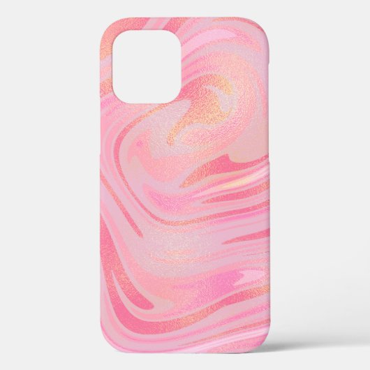 ピンク大理石渦巻き＋ゴールドラメ模様 Case-Mate iPhoneケース (裏面)