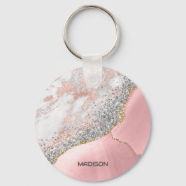 ピンク大理石瑪瑙 キーホルダー