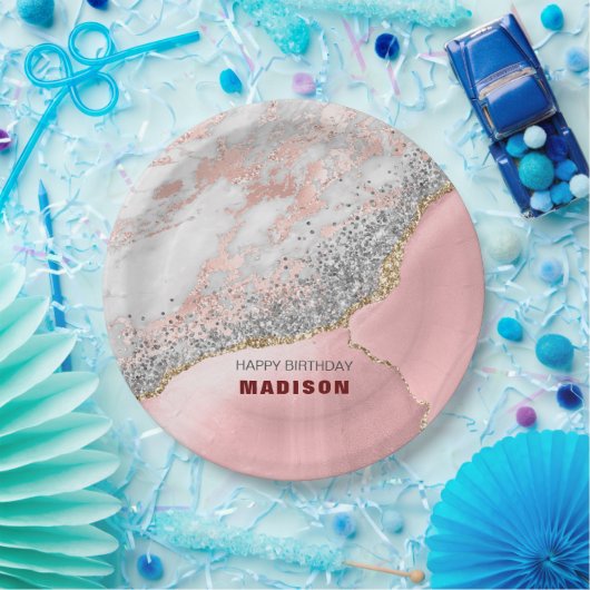 ピンク大理石瑪瑙 ペーパープレート (パーティー)