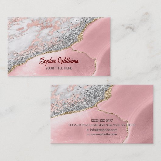 ピンク大理石瑪瑙 名刺 (正面/裏面)